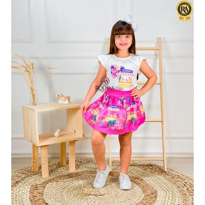 Conjuntos de saia cheap e blusa infantil