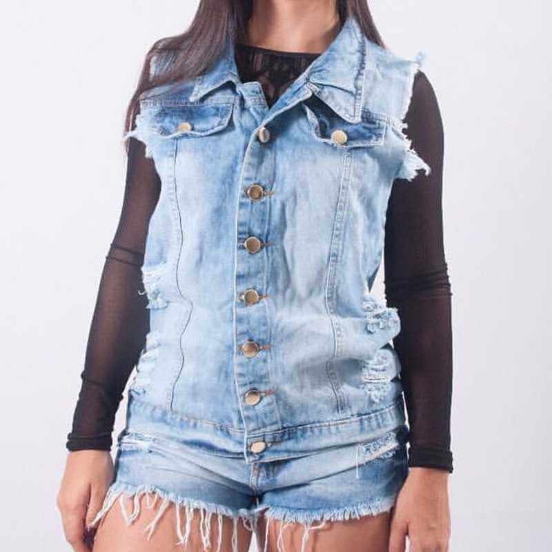 colete jeans feminino juvenil