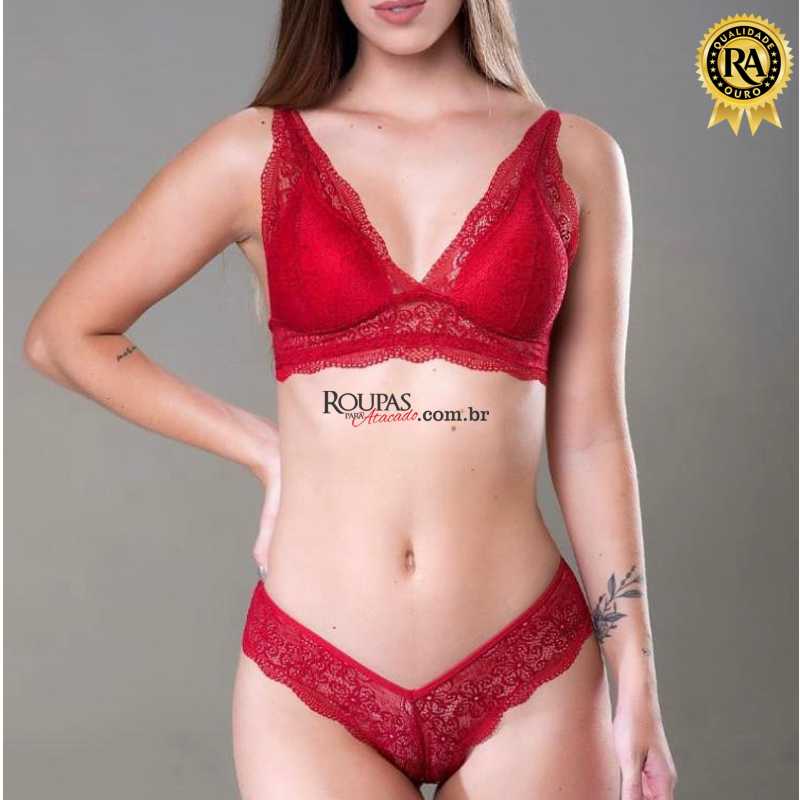 Conjunto Lingerie Em Renda Bralette