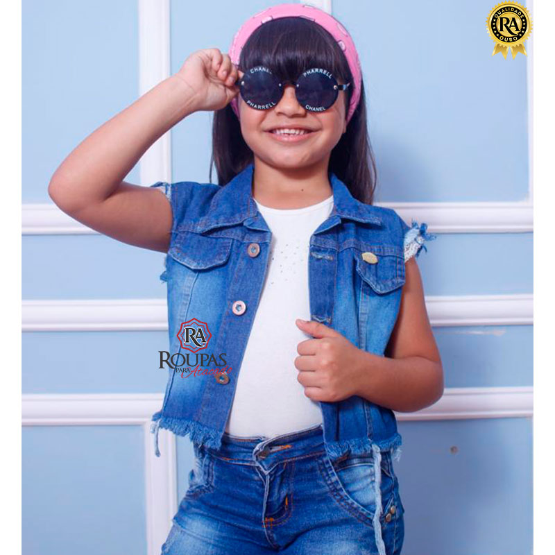 Colete jeans deals feminino infantil