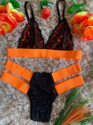 Conjunto Lingerie Renda Com Tiras