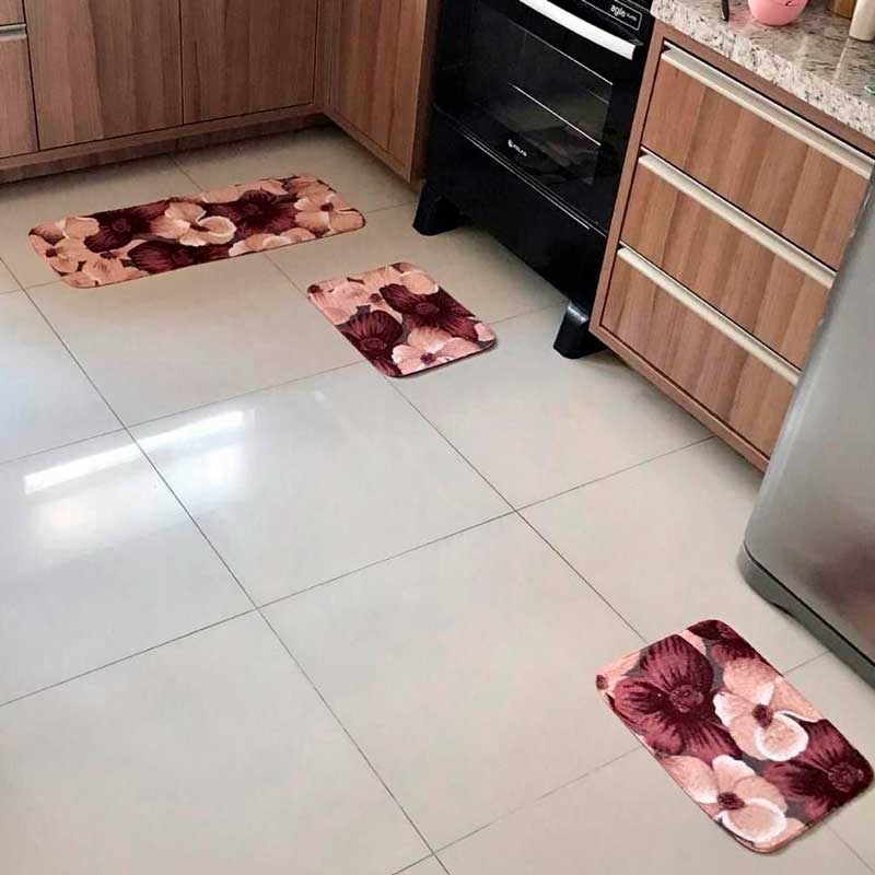 Jogo Kit Tapete E Passadeira Cozinha Com 3 Peças Revenda